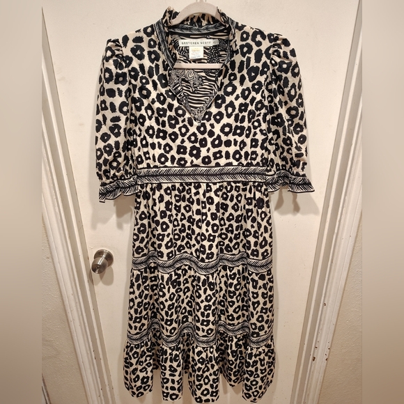 Gretchen Scott Me Jane Tiered Animal Print Teardrop Maxi Dress Sz S Event Party - Picture 1 of 7